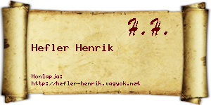 Hefler Henrik névjegykártya